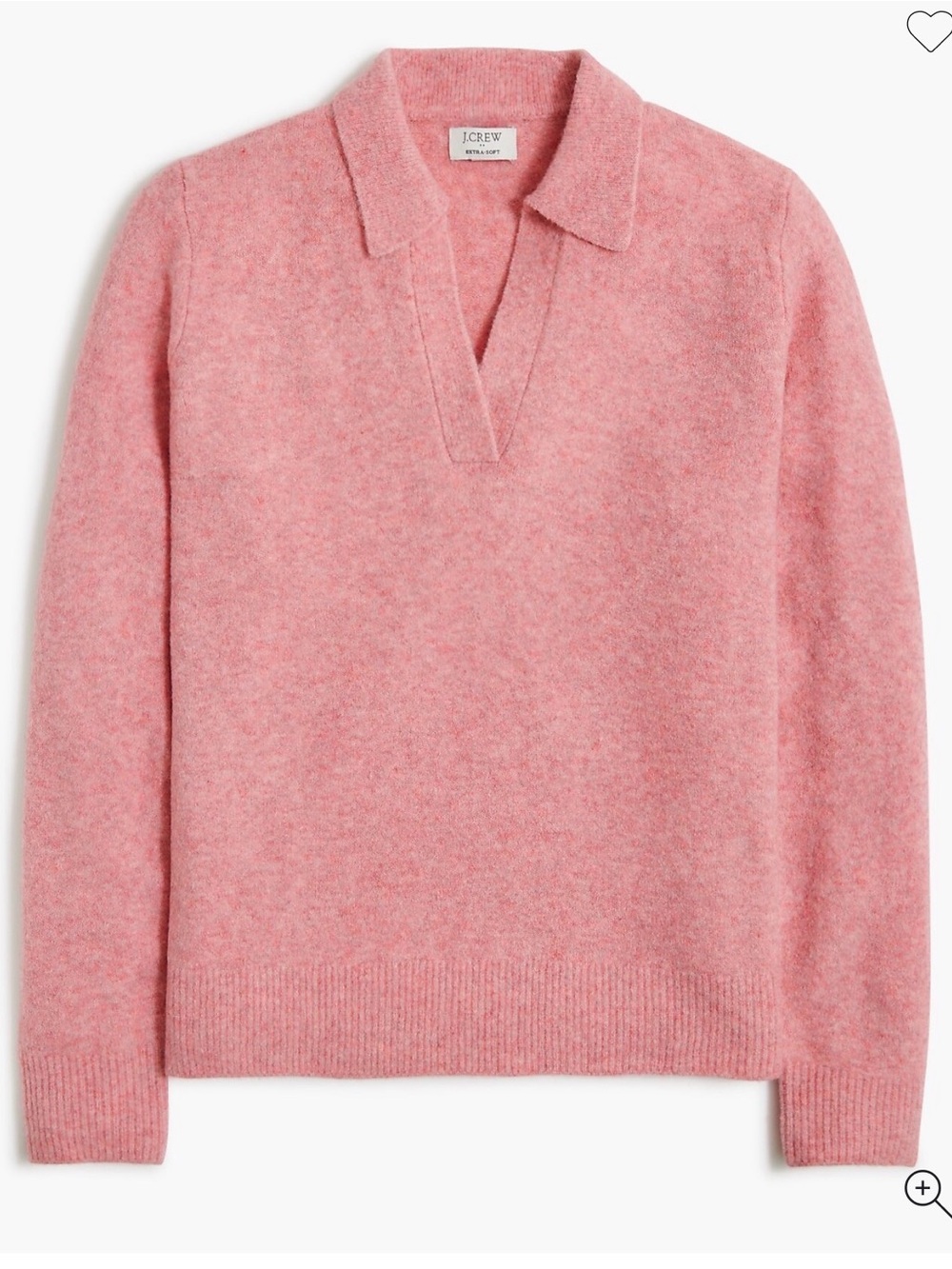 J. Crew Soft Pink V-Neck Polo-Collar Sweater